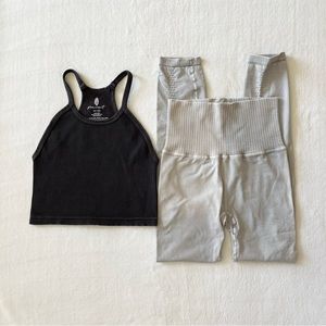 FLAW Free People Happiness Runs Crop Top And Good Karma High Rise Leggings Set